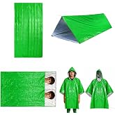 Eanpet 5Pcs Survival Kit Portable Thermal Mylar Survival Tents and Shelters Camping Emergency Blankets 2 Person Sleeping Bags Rain Ponchos for Adults Bulk for Outdoor Hiking,First Aid