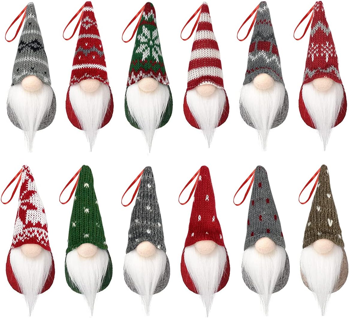 Ornaments - Jofan 12 Pack Christmas Ornaments Hanging Christmas Gnomes for Christmas Tree Decorations Home Christmas Decor