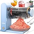 Shaved Ice Machine Electric - Rechargeable Snow Cone Machine with 2 Silicone Ice Mold, Kitchen Table-Top Ice Crusher for Slushies (Blue)