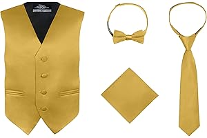 S.H. Churchill & Co. Boy's 4 Piece Vest Set, with Bow Tie, Neck Tie & Pocket Hankie