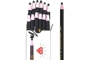 LENITH Korean Glass Markers Grease Pencils Peel-Off Type Grease Pencils China and Porcelin Marker/Wax pencil for Vinyl, Metal, Skin, Paper, window glass, Checking Markers (12 Pencils) Color:Black
