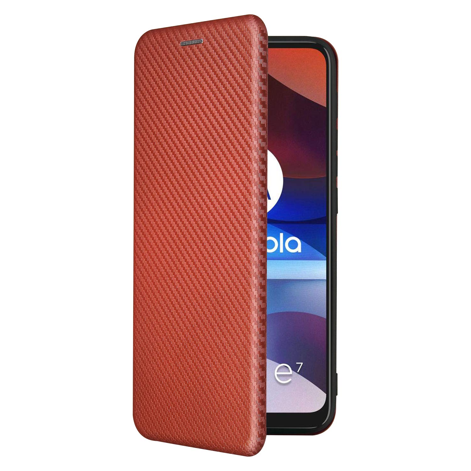 EasyShow Wallet Case for Nokia X30 5G Carbon Case, Nokia X30 5G has Kickstand function, Carbon fiber Phone Case Compatible with Nokia X30 5G-Brown