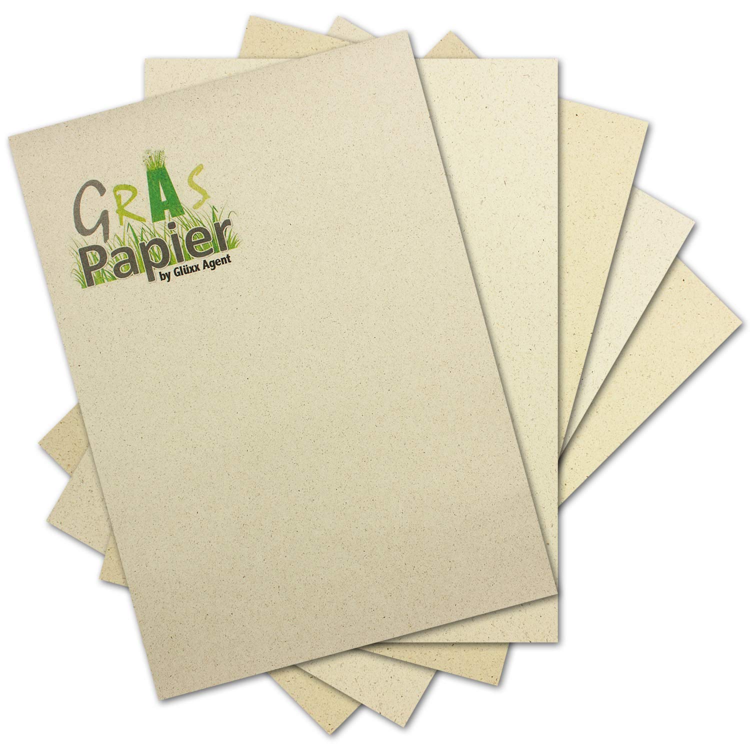 25 x Eco Letter Thick Paper Made of Grass Paper DIN A4 200 g/m² – Recycled Environmental Craft Paper for Invitations or Menu Cards – Glüxx Agent