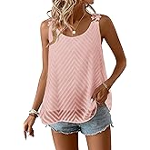 Falechay Spaghetti Strap Tank Top Trendy Crew Neck Sleeveless Smocked Tops Women Boho Business Dressy Casual Shirts Summer Flowy Lace Crochet Spring Ruffle Blouses Light Pink Fashion 2026 M