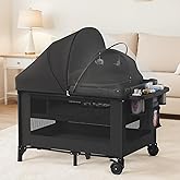 Obee Odee 4-in-1 Baby Bassinet with Playard, Sleeper Nest, Changing Table, Mosquito Net & Canopy, Storage and Toys for Newborn to Toddler