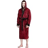 NY Threads Men's Hooded Fleece Bathrobe Plush Long Spa Robe