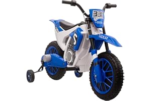 Aosom 12V Kids Motorcycle w/Treaded Tires, 5mph Top Speed Electric Bike for Kids, Ride On Motorcycle w/Training Wheels, Battery Charger, Spring Suspension, Blue