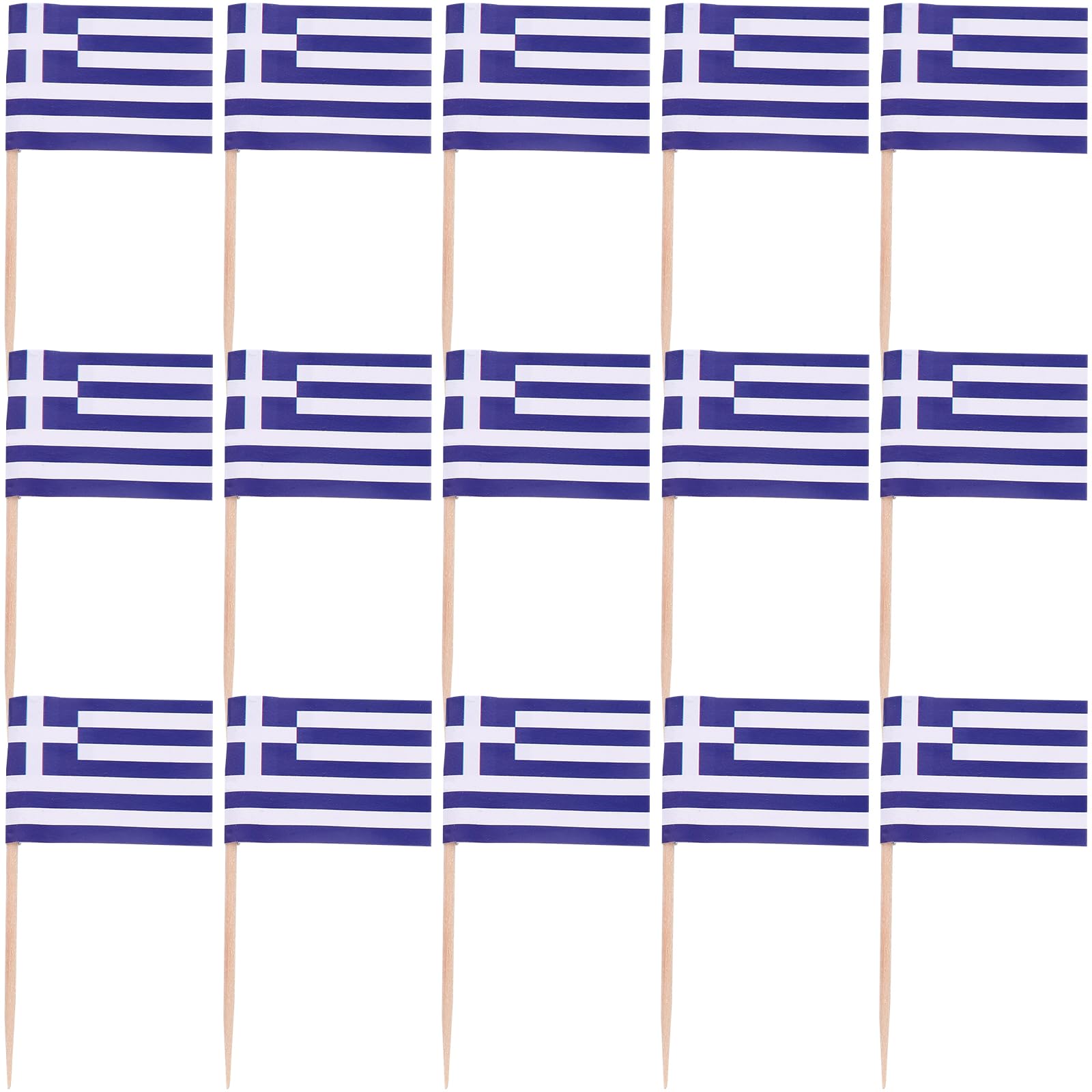 PRETYZOOM Wooden Flag Toothpicks Greece National Flag Food Picks 3.54X0.98X2.56In Cupcake Toppers Party Appetizer Decoration