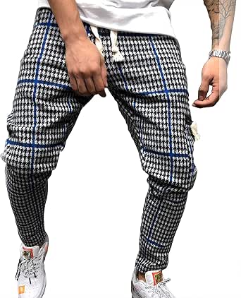 Amazon.com: Pantalones casuales para hombre, pantalones escoceses de  cuadros : Ropa, Zapatos y Joyería