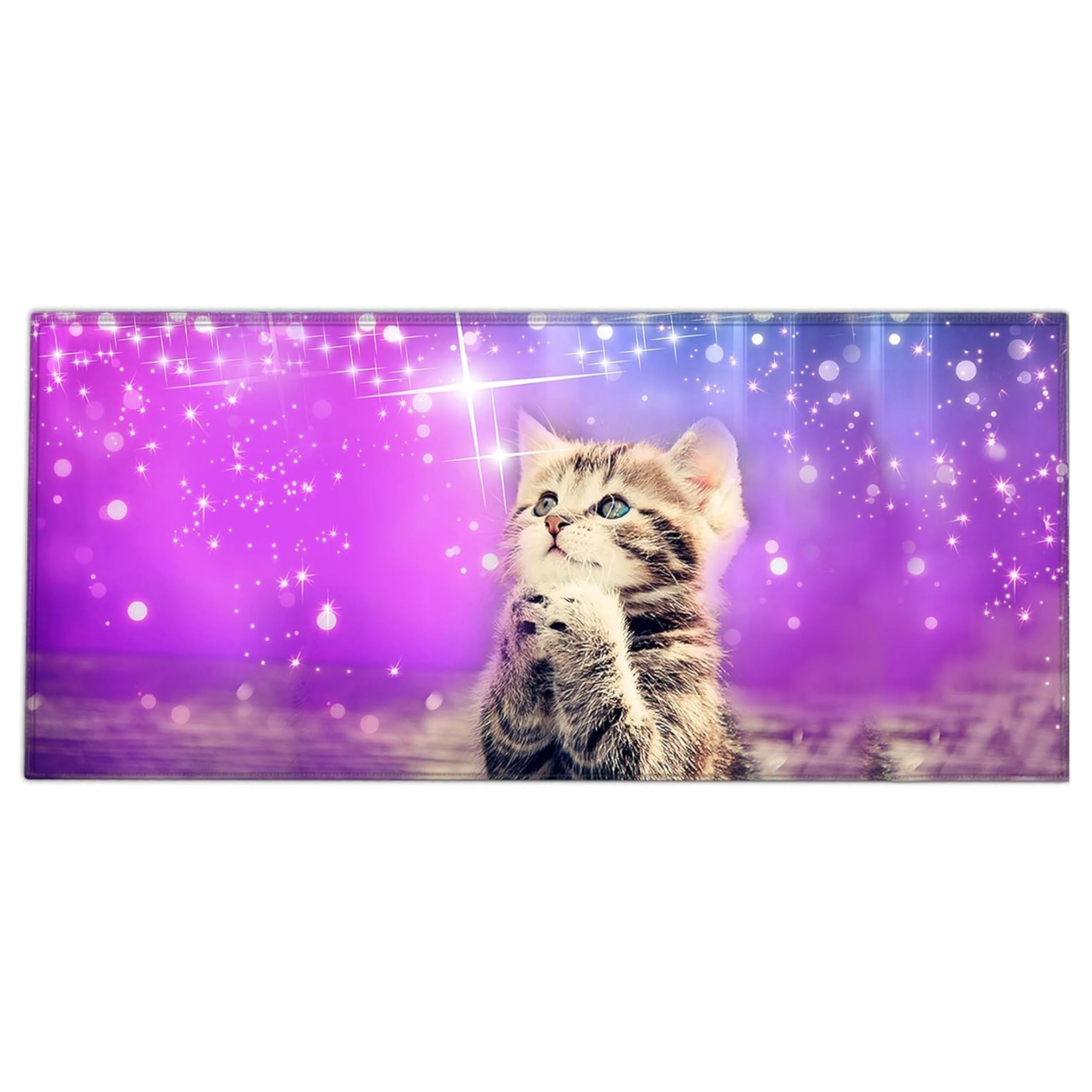 Silent Monsters Mouse Mat Size XX Large 35 x 16 inches / 90 x 40 cm, Cat, Stitched Edges, washable & rollable Mouse Pad, Gaming Home Office Mousemat, Mousepad non-slip & quiet, Desk Mat XXL