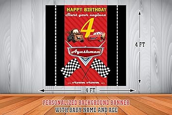 Wow Party Studio Personalized Disney Mcqueen Car Theme Birthday
