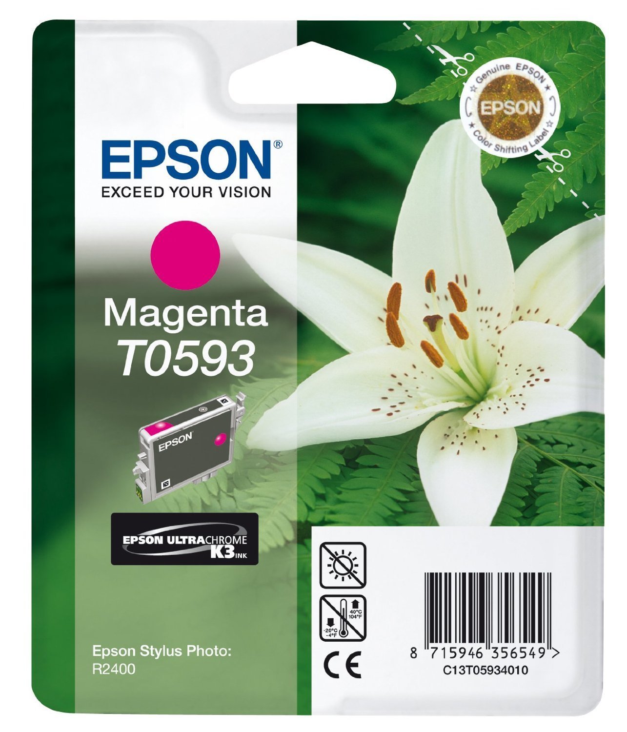 Epson magenta red ink inkjet printer cartridge T0593
