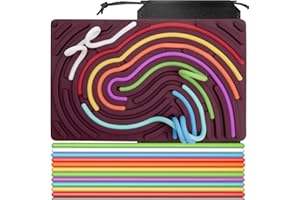 MICEBAY Sensory Activity Board, Silicone Sensory Fidget Toys for Kids 3+ Adults, Silent Fidgets for Autism ADHD Calming Stress Anxiety, Sensory Thread Board for Coordination & Cognitive Training