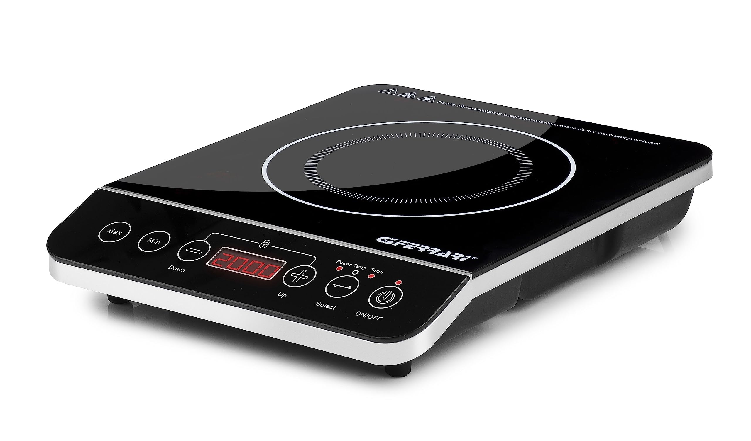 G3 Ferrari G10061 Single Induction Plate "Energy", 2000 W, Digital Display, Temperature Regulation, Soft-Touch Controls, Timer