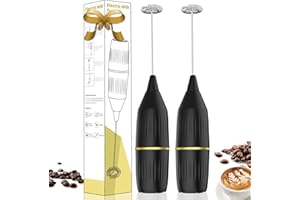 YUCIME Electric Milk Frother Wand, 2 Pack | Powerful Motor for Fast & Creamy Froth | Easy Clean & Stand-Free Design | for Coffee, Latte, Matcha, Hot Chocolate (Black)
