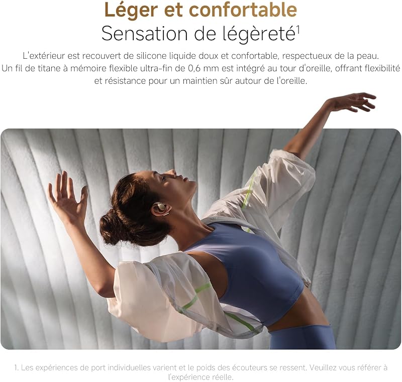 OpenWear Stereo Pro, écouteurs à Oreilles Libres, autonomie de 45h