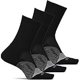 Feetures Elite Light Cushion Mini Crew Sock - Sport Sock with Targeted Compression - Large, Black (3 Pair)