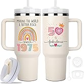 ZUNEZX 50th Birthday Gifts For Her, Women - 1974 Birthday Gift For Women - Cool Birthday Gift For 50 Year Old Woman - 50 And Fabulous Gift For Women - Gift For Women Turning 50-50th Tumbler 40oz
