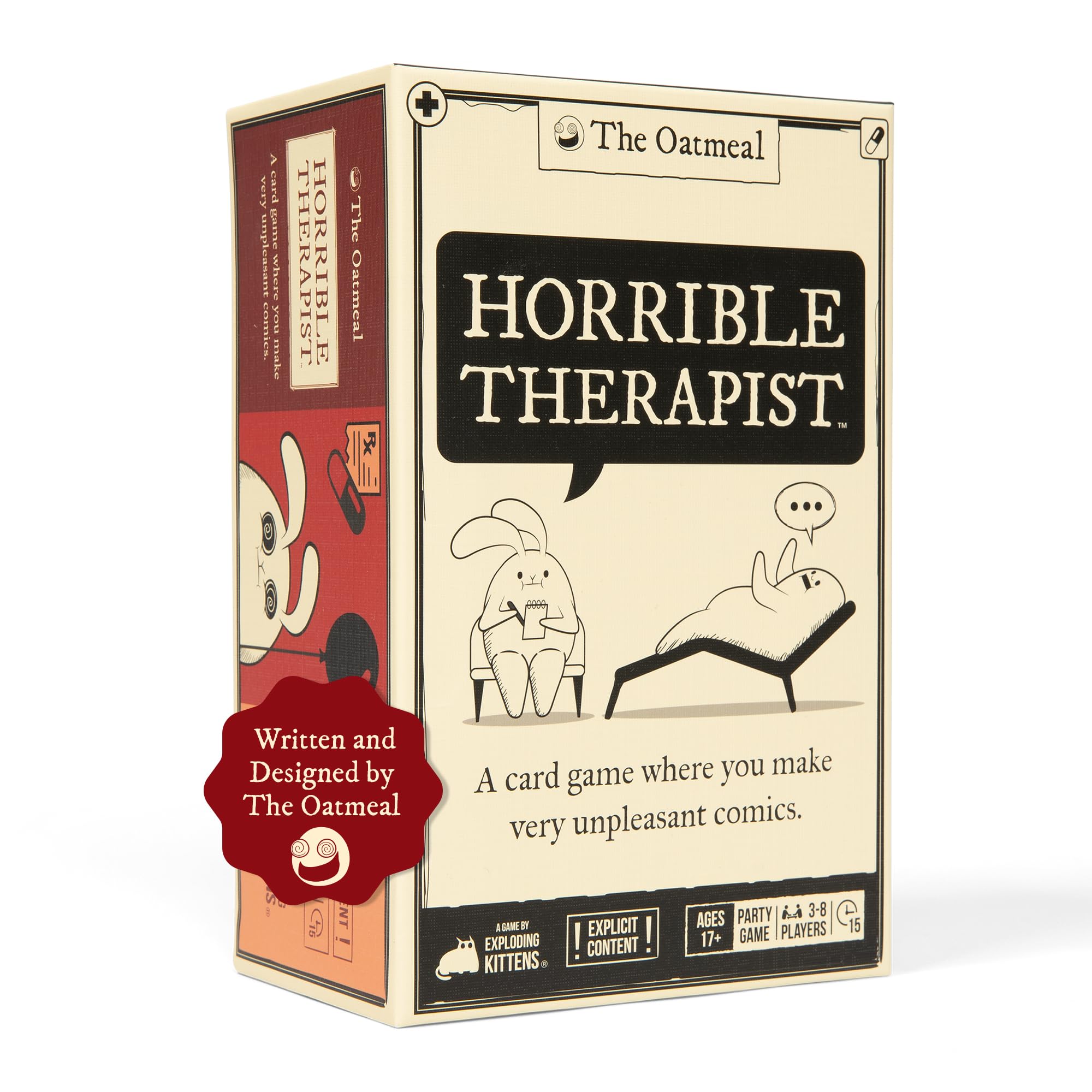 Horrible Therapist: Base Edition by Exploding Kittens - 3-8 Players - Ages 17+ - 15 Minutes to Play - Comic Building Game - Card Game, Ideal for Family Night Fun, Teens and Adult