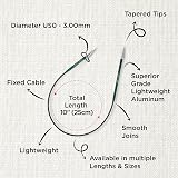 KnitPro Zing Fixed Circular Needles Asymmetrical 10" 3.00mm (25cm) view 3