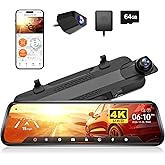 WOLFBOX G930 10'' Rear View Mirror Camera with 5.8GHz WiFi, 4K Dash Cam Front and Rear with WDR, Touch Screen Rearview Mirror