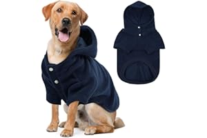 IDOMIK Dog Hoodie Sweater with Leash Hole, Warm Dog Fleece Sweater with Hood, Soft Pullover Dogs Fleece Vest for Fall Winter, Pet Sweatshirt Clothes for Poodle French Bulldog Labrador,Blue,2XL