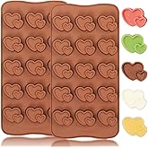 MeowAroma Heart Silicone Chocolate Molds, Gummy Molds for Valentine/Anniversary/Wedding, Candy Molds for Fudge/Fruit Snacks/Jelly/Dessert, Fondant Molds Shaped of Double Love Heart, 15 Cavities 6ml