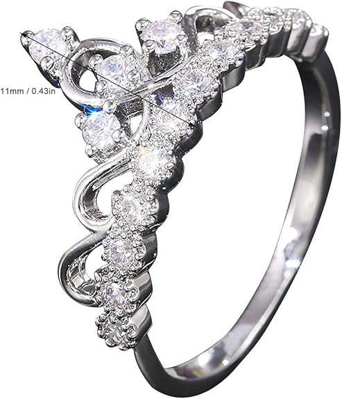 Silver Crown Wedding Ring Simulated Diamond Couple ...