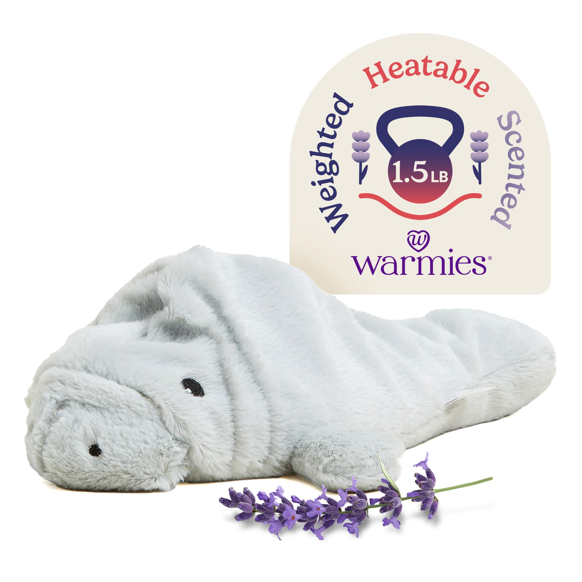 warmies Microwavable & Weighted Stuffed Animals, Manatee - Heated Stuffed Animal Plushie for Warmth & Comfort - Cute Soft Plush Toys for Adults & Children (Boys, Girls, Babies & Toddlers)