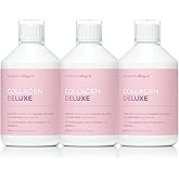 Swedish Collagen Deluxe | 12,500 mg Hydrolyzed Marine Collagen Liquid Supplement - 3 x 500 ml (1,500 ml in Total), 60 Day Supply | Hyaluronic Acid, Biotin & Vitamin C for Hair, Skin, Nails & Joints
