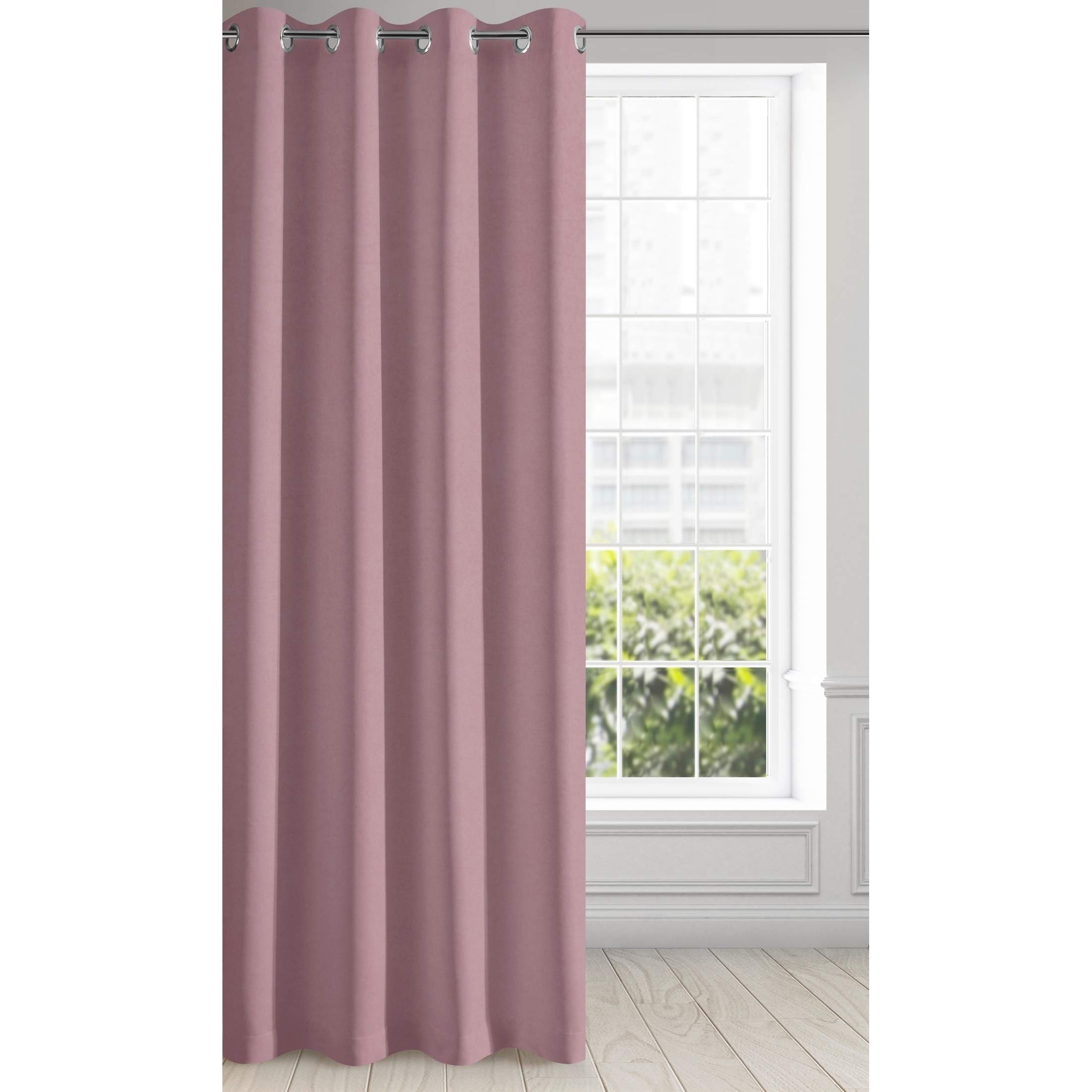 Eurofirany Curtain Eyelets Tunnel Plain-Living Room Bedroom Elegant Modern 1 Piece, Dark Pink, Pink, 135X250cm