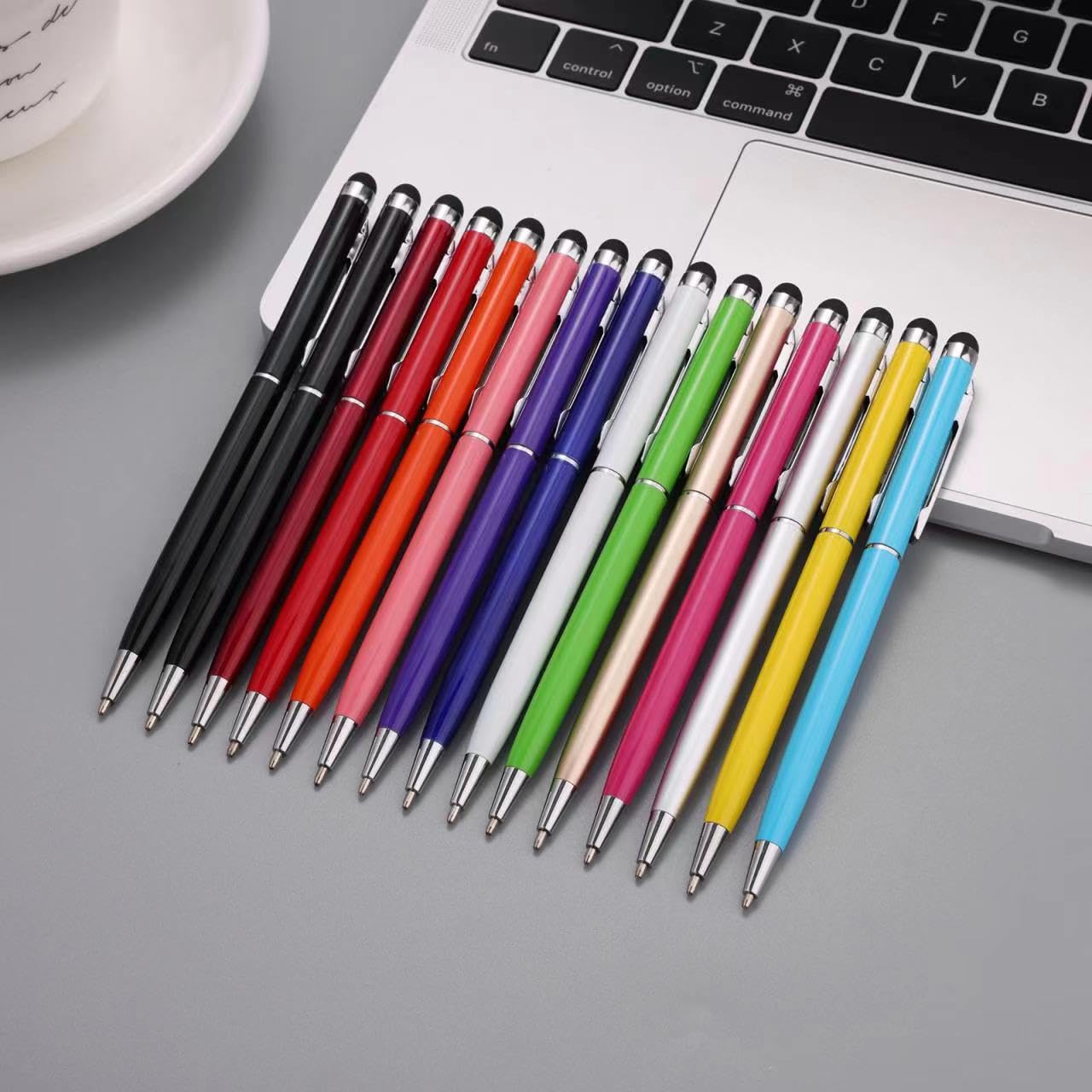 FIRCRE 15 Pack Stylus Pens for Touch Screens Stylus Pen Compatible with Phone Tablets Kindle and Black Ink Ballpoint Pens-2 in 1 Stylists pens for Touch Screens