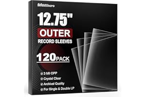 Mlikero 120 Record Sleeves for Vinyl Record, Crystal Clear Vinyl Record Sleeves Outer 3 Mil, 12.75" x 12.75" Vinyl Outer Sleeves Perfect for Single & Double 12" Vinyl Records Album Covers