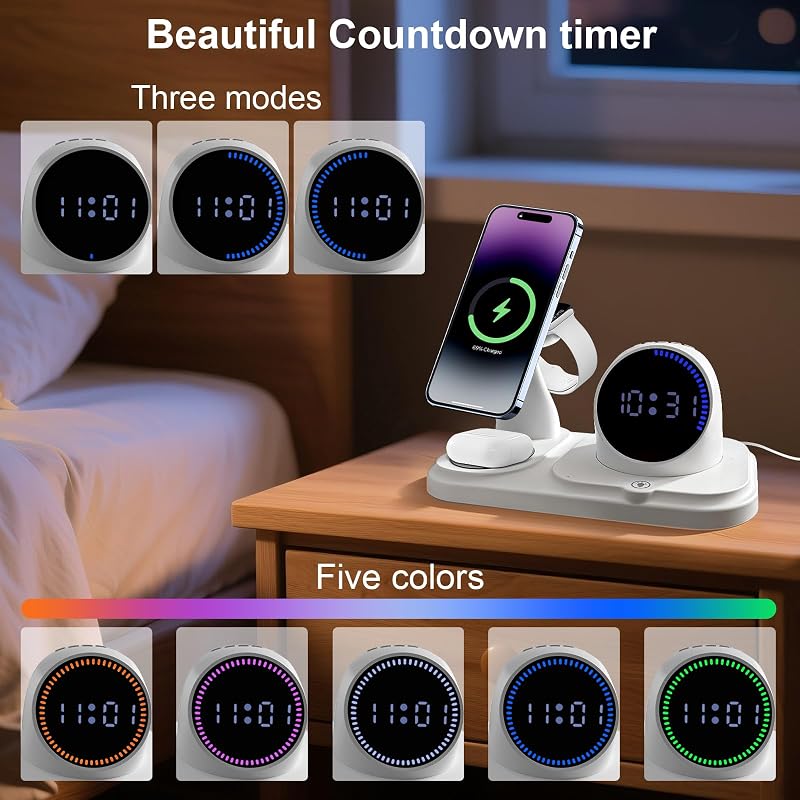 6 en 1 Cargador inalámbrico para iPhone con Altavoz Bluetooth, estación de Carga rápida para iPhone 17/16/15/14/13/12/11/Pro/Max/Plus, para Apple Watch y AirPods — foto 7 de 7