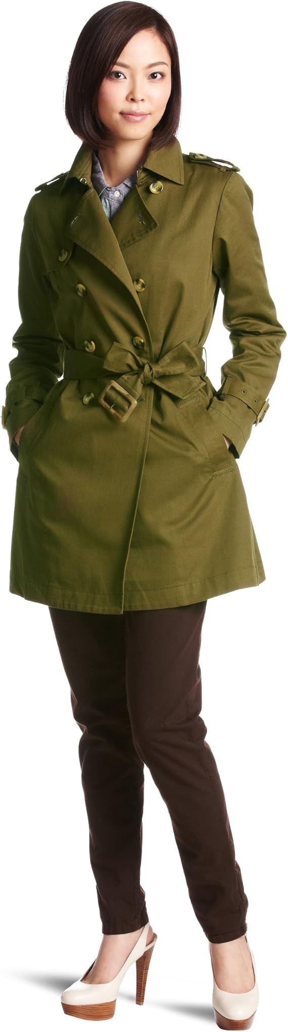 Amazon ミスティウーマン Mysty Woman ロングトレンチコート 72 カーキ S コート ジャケット 通販