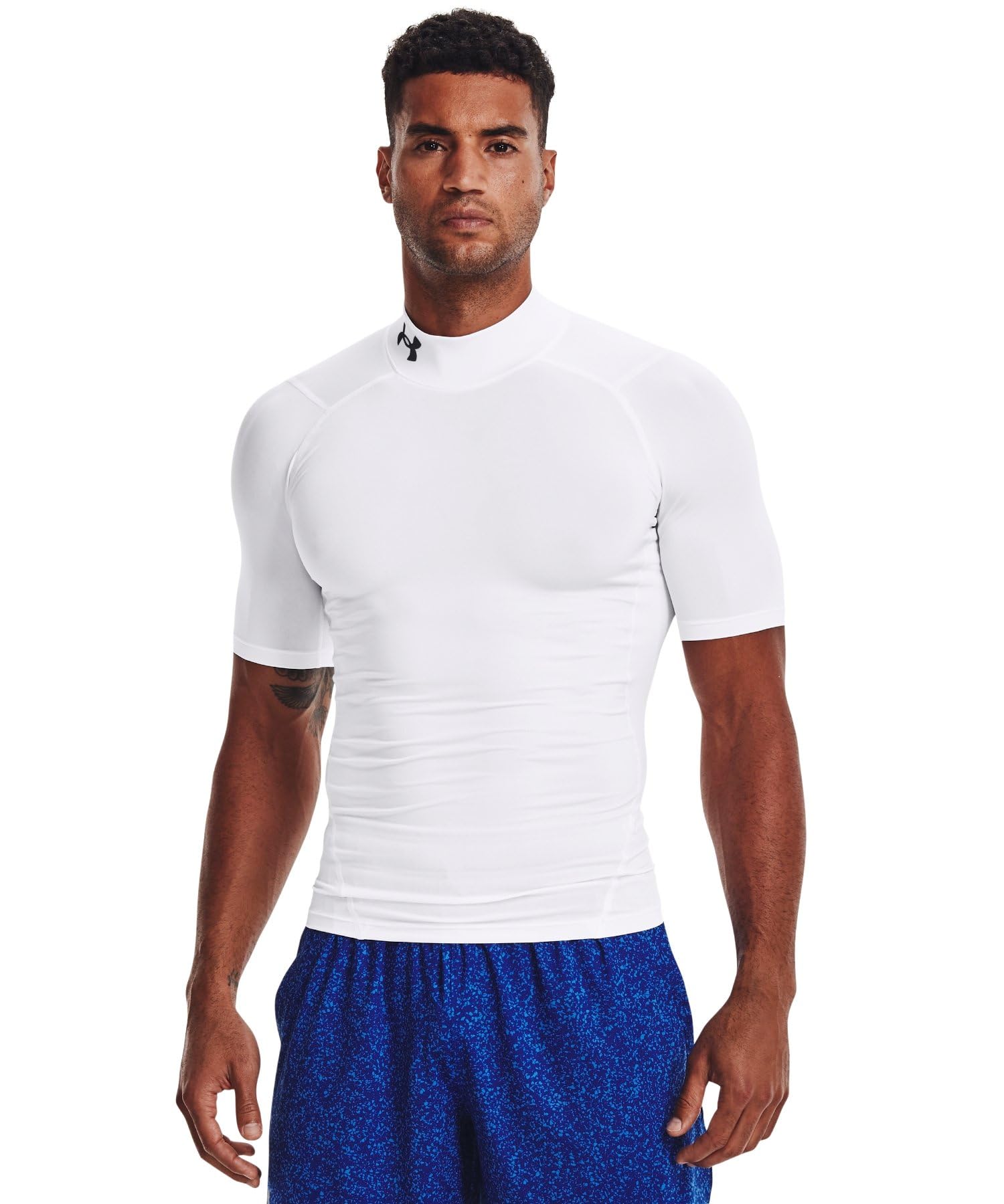 Under Armour Men’s HeatGear Armour Comp Mock Short Sleeve T-Shirt, White (100)/Black, 4X-Large