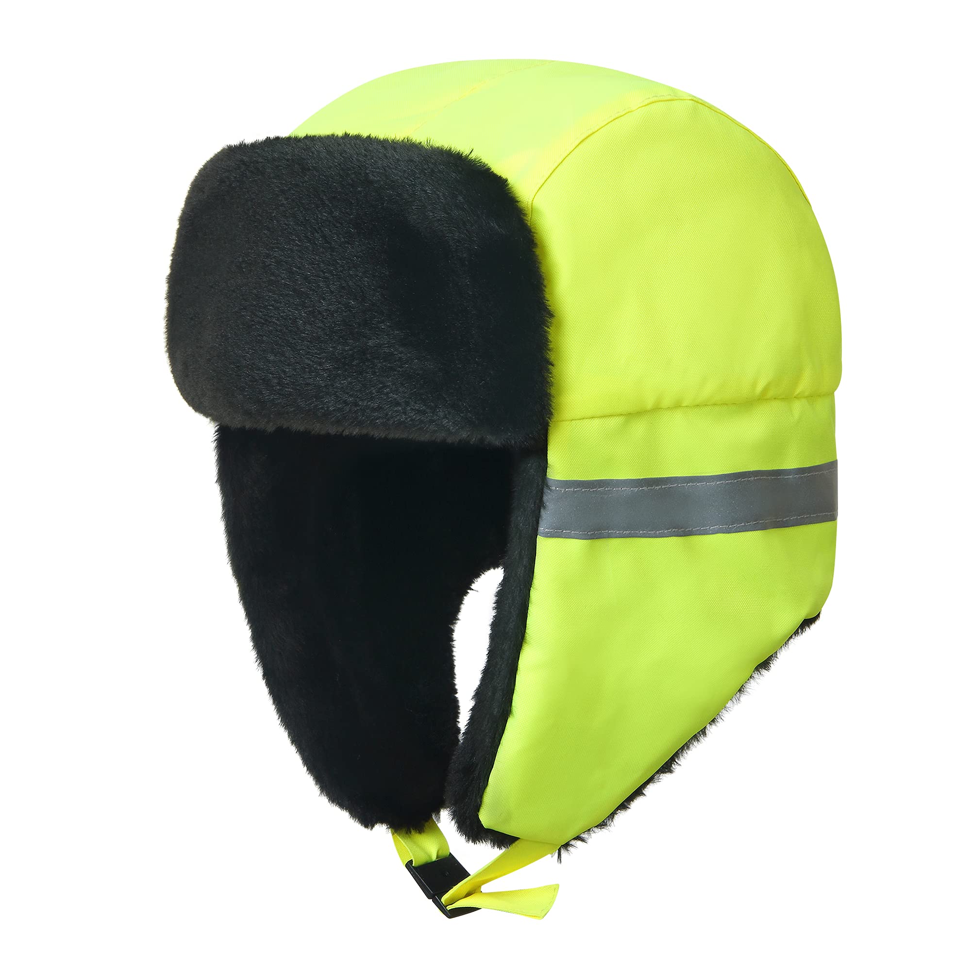 AYKRM High Visibility Viz Keep warm fluorescenceTrapper Bomber work hat (61CM, YELLOW)