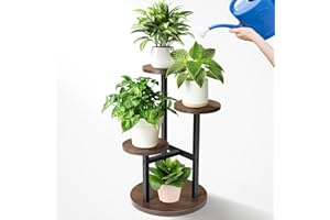 yeyeeyyee 3 Tier Plant Stand Indoor, Upgraded Elegant Tiered Plant Stand Mental Wood Plant Stands For Indoor Plants Multiple, Simple Corner Plant Plants Holder For Living Room, Balcony, Garden, Patio