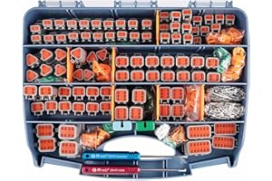 JRready ST6313 DT Deutsch Connector Kit, 2 3 4 6 8 12 Pin Gray DT Connectors, Size 16 Solid Contacts Teriminals 14-20AWG, Deutsch DT Series Connector Kit, 604PCS.