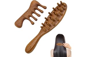 2Pcs Loc Comb for Sisterlocks, Handcrafted Wooden Scalp Massager Comb - Natural Brush & Detangling Tool for Dreadlocks, Curly