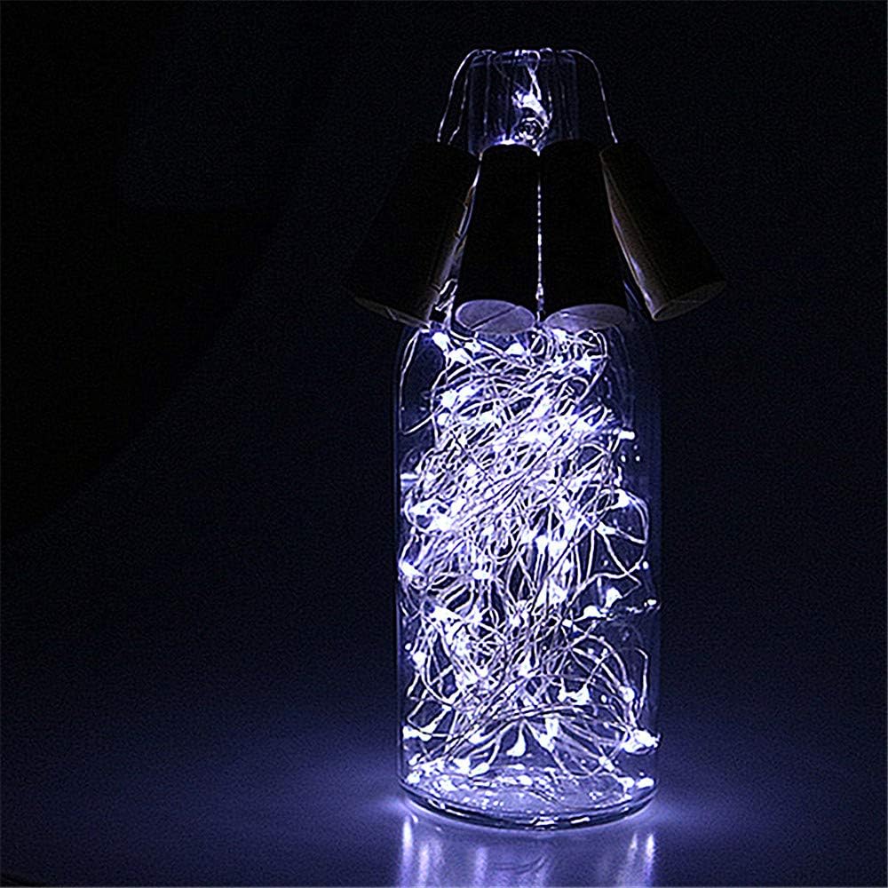 (Pack of 6) LEDLuces 2M/6.5Ft 20 LEDs String Lights Wine Bottle Cork, with 3 AG13/LR44 Batteries(Included) Powered for Decoration - Silver Wire(Cold White)