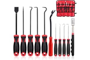 Swpeet 11Pcs Long Magnetic Telescoping Tool Kit, Precision Scraper Gasket Scraping Hose Removal and Fastener Remover Set Perf