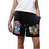 GORGLITTER Men's Graphic Shorts Y2k Vintage Straight Leg Streetwear Denim Shorts