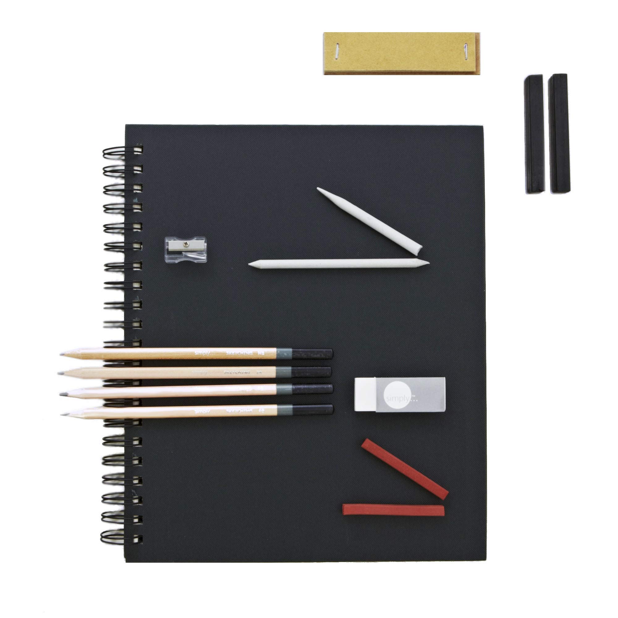 Daler Rowney Simply Wirebound Sketchbook, Sketching Pencil and Blocks Set 8.5 x 11 inches
