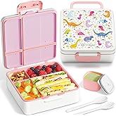 Fimibuke Bento Lunch Box for Kids, Leak Proof Toddler Bento Box with 4 Compartments BPA Free Dishwasher Safe Lunch Container with Utensils, Ideal Portion Sizes for Ages 3-12 Girls Boys for School