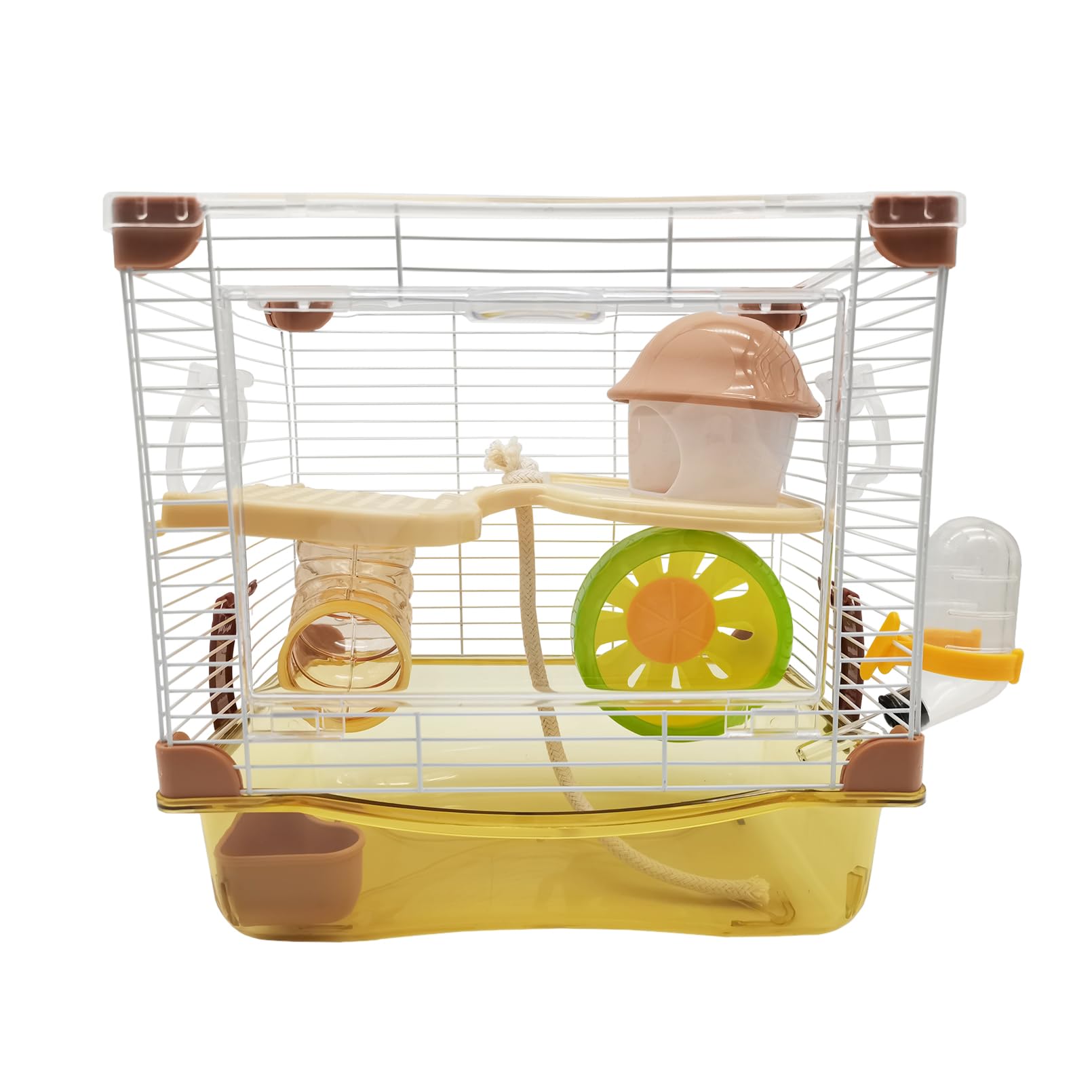 Photo 1 of PINVNBY Hamster Cage, Mouse Cage and Habitats Hamster Enclosure Hamster Habitat for Mouse Mice Rat Gerbils and Small Animals 10.5 x 8.0 x 10.6inches(Brown)