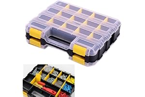 AIDY-PRO Tools Organizer Box Small Parts Storage Box 34-Compartment Double Side Hardware Organizers with Removable Plastic Dividers for Screws, Nuts, Nails, Bolts