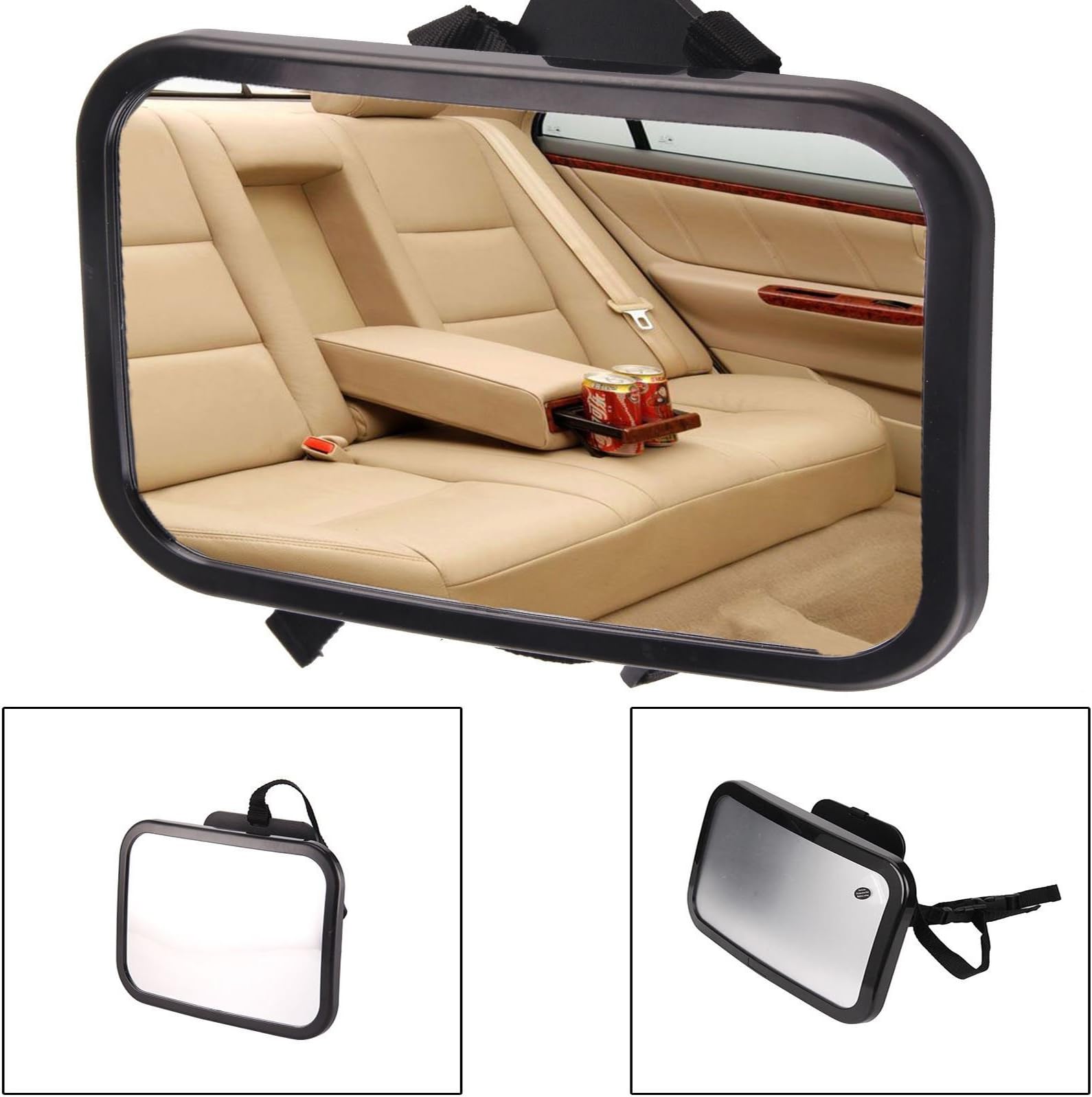 Faboer Large Wide Baby Child Car Safety Back Seat Mirror Rear View Easily Adjustable