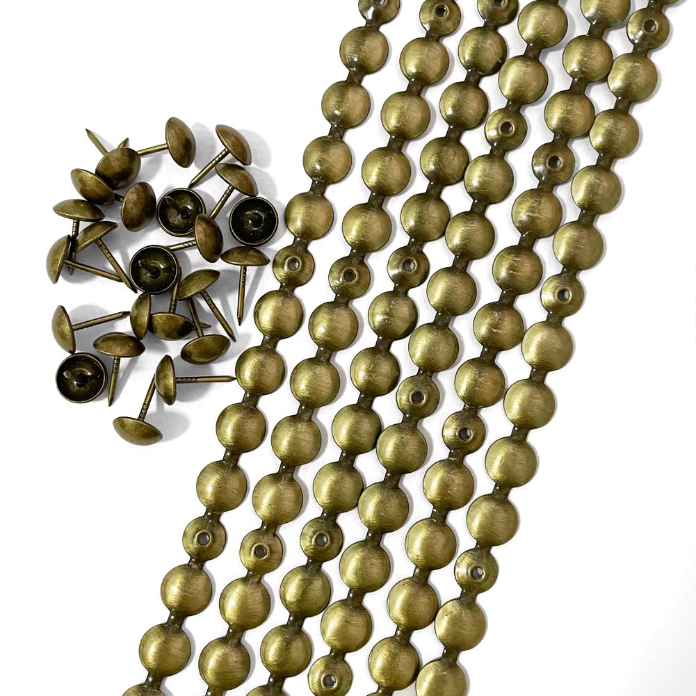 Let's Decorate 10 Meters D11mm Brass Plated Decorative Nail Strips/Nailhead Trims,Upholstery Sofa Tacks,Loosing Tacks Matched (K:11mm Brass(B))