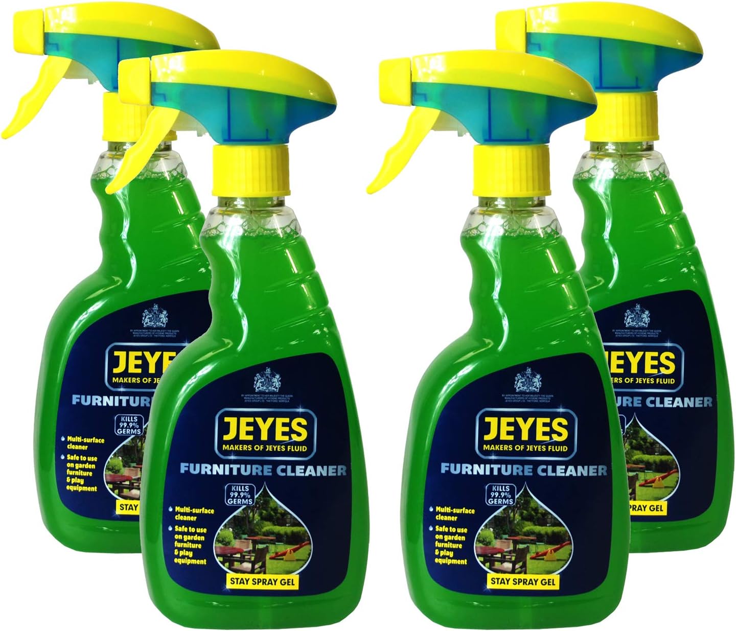 4 x Jeyes Stay Spray Gel Furniture Cleaner 500ml - Multi Surface Cleaner Safe to Use on Garden Furniture & Play Equipment.